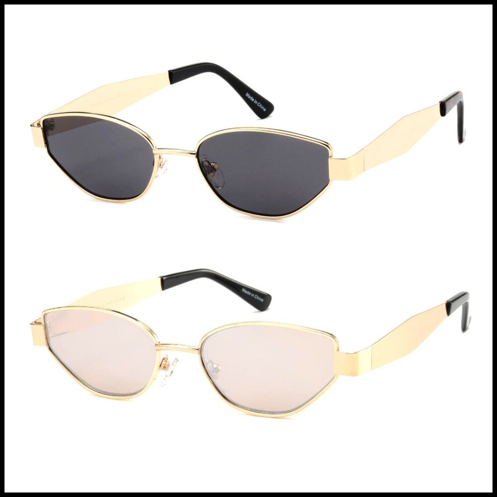 Retro Oval Cat Eye Sunglasses UV400 Protection Gold Frame 55mm